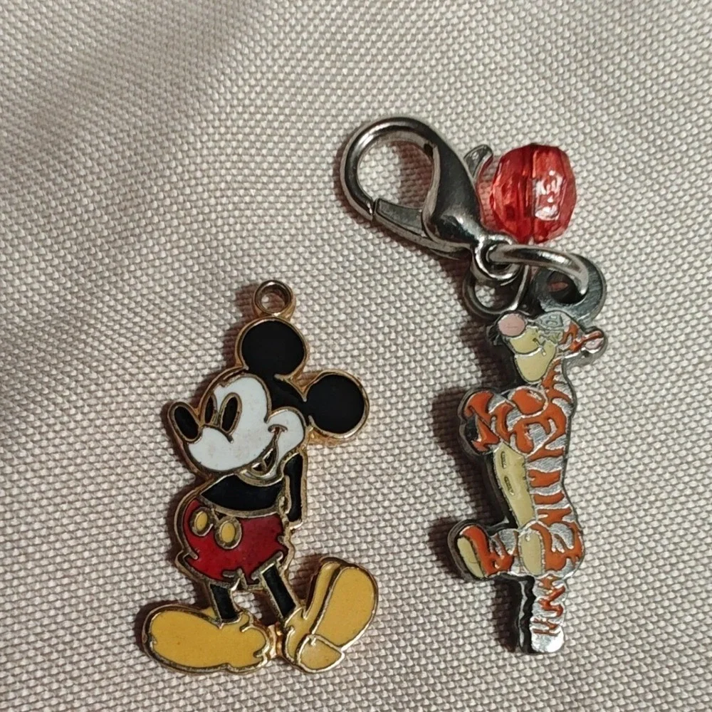 2 Disney Charms Set Multicolor Mickey Mouse Tigger Enamel Pendants